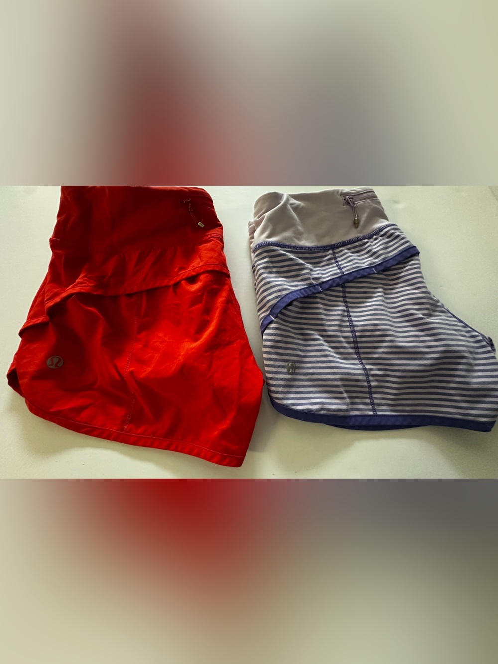 lululemon athletica Red and White Striped Athletic Shorts Duo